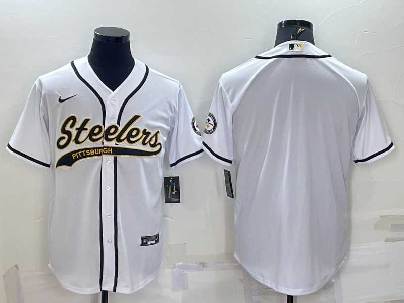 Men's Pittsburgh Steelers White Team Big Logo With Patch Cool Base Stitched Baseball Jersey,We sell and wholesale Men's Pittsburgh Steelers White Team Big Logo With Patch Cool Base Stitched Baseball Jersey on line form chian!